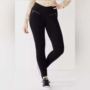 High-Waisted Zip Pocket Moto-Style Ponte Skinny Pants